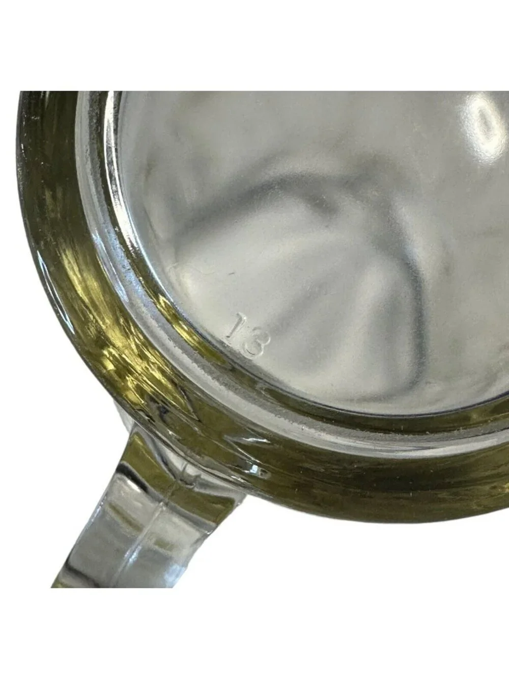 Vintage Clear Pressed Glass Pitcher With Ice Lip Marked 13 - Elegant Design 10